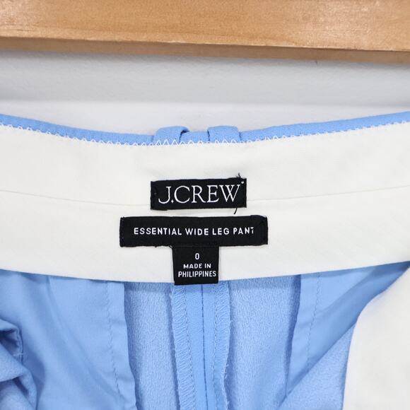 J.Crew Wide-Leg Essential Trouser Pant In City Crepe Pale Cerulean Blue Size 0 - Picture 7 of 8